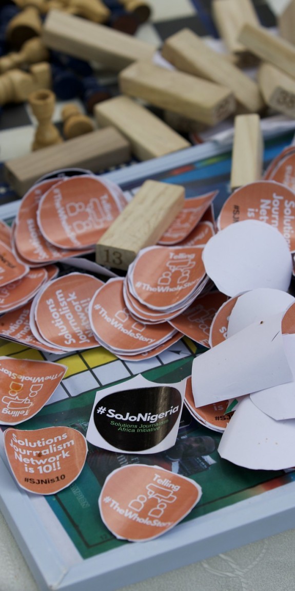 A pile of stickers on a table