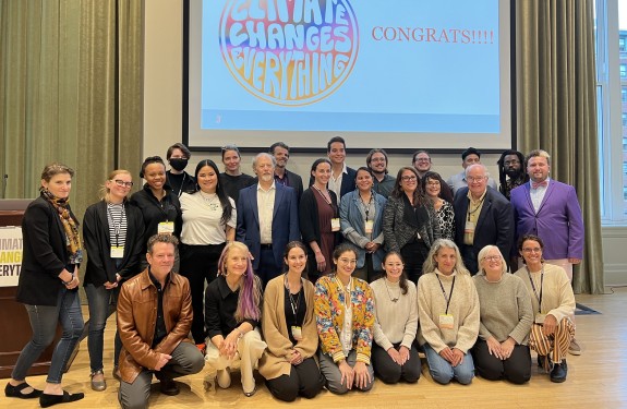 Climate leaders pose for a photo at the Climate Changes Everything conference